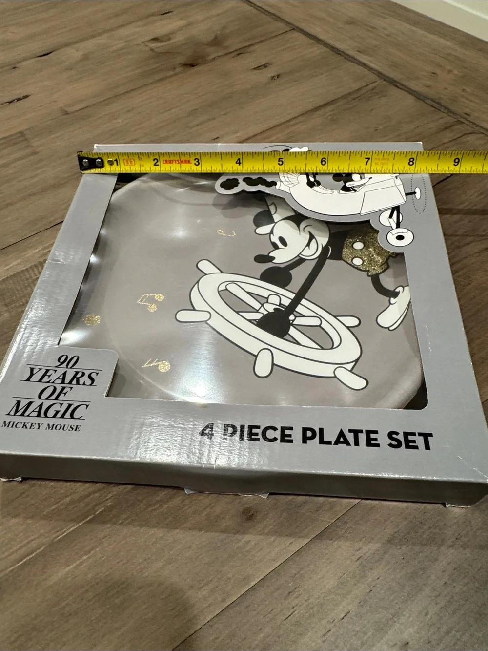 Disney Japan Mickey Mouse Silver and Gold 4-Piece melamine Plate Set